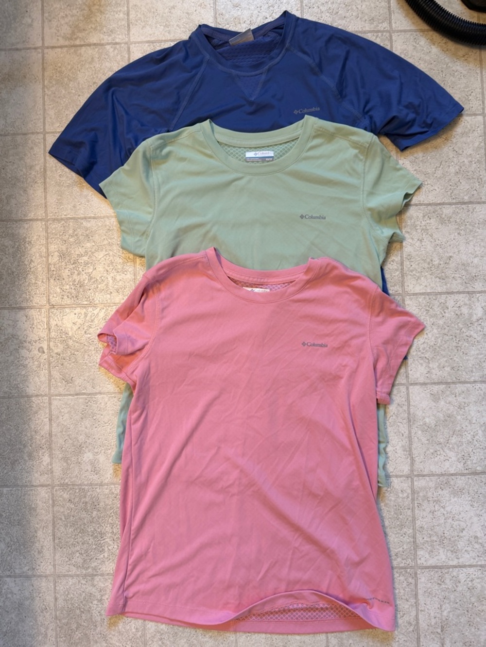 Columbia Short Sleeve Tees in Pink, Sage Green & Navy